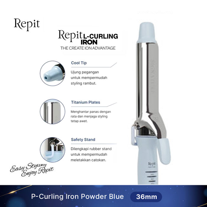 Repit Catokan Rambut P-Curling Iron 36MM - Powder Blue